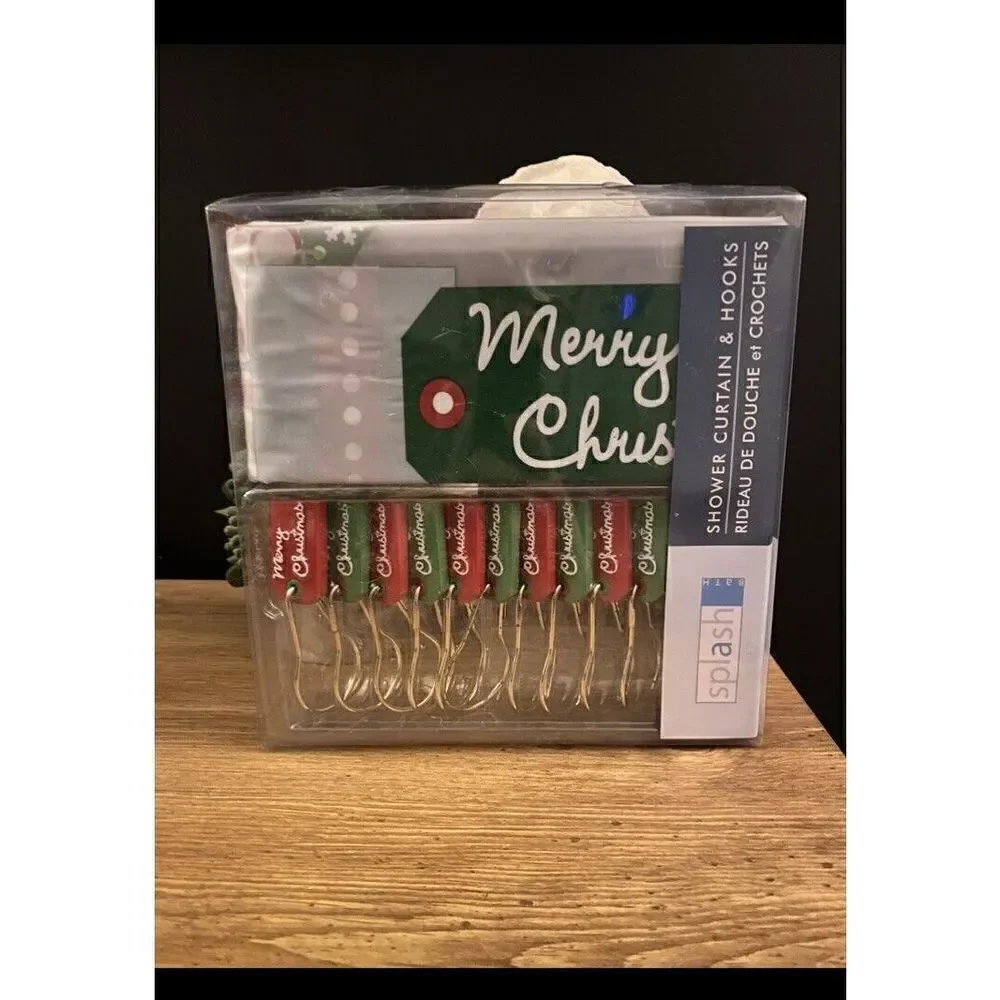 Splash Deck The Halls Merry Christmas shower curtain With Hooks